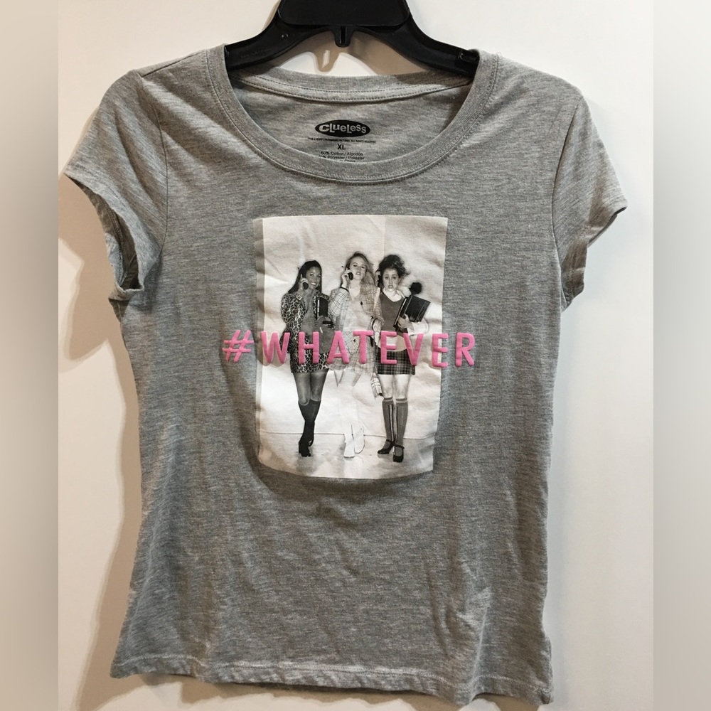 Clueless Junior’s/Girls  WHATEVER gray Short Sleeve T—Shirt XL
